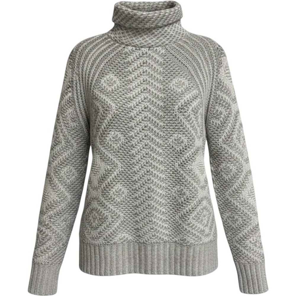 RD‎ Style Grey White Chunky Knit Turtleneck Sweater Geometric Pullover Small